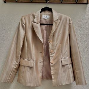 Neutral/Tan/Beige Le Suit Petite Single Breasted Blazer Jacket in 8P.